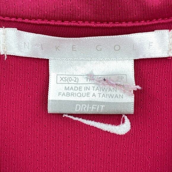 Nike Golf Shirt Womens XS (0-2) Pink Dri Fit Short Sleeve 1/4 Zip Activewear Top - Picture 2 of 12